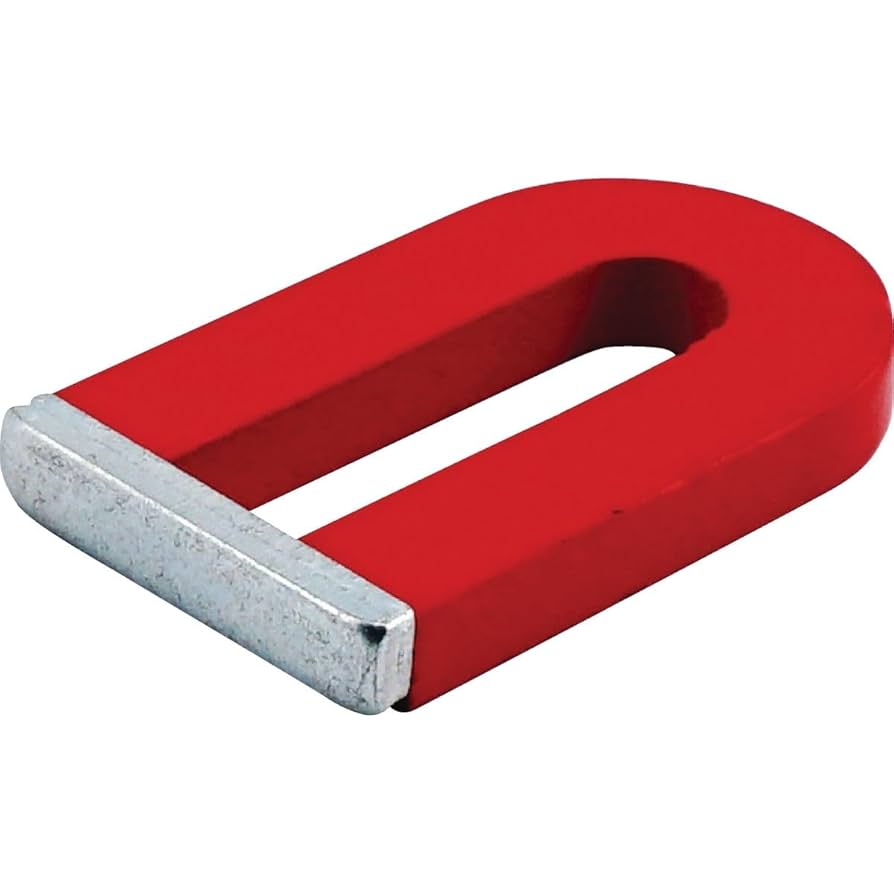 Red Cast Alnico 5 U-Shaped Magnet With Keeper, 1-3/16